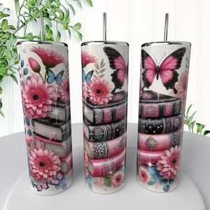 Pink and Black Floral Coffee & Tea Tumblers